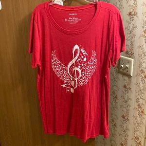 Torrid red music notes t-shirt shirt sleeve sz 3 (3x)